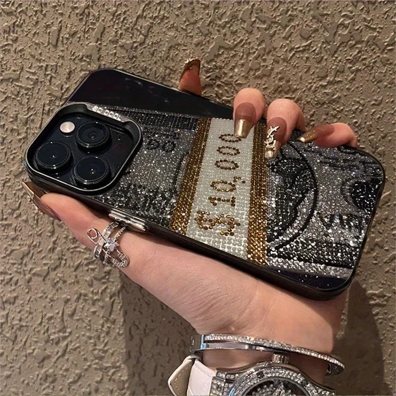 Fashion US Dollar Pattern Case for iPhone 16 12 13 mini 11 14 15 Pro Max XR 8 Plus Dual Layer Hard IMD Plastic Shockproof Cover