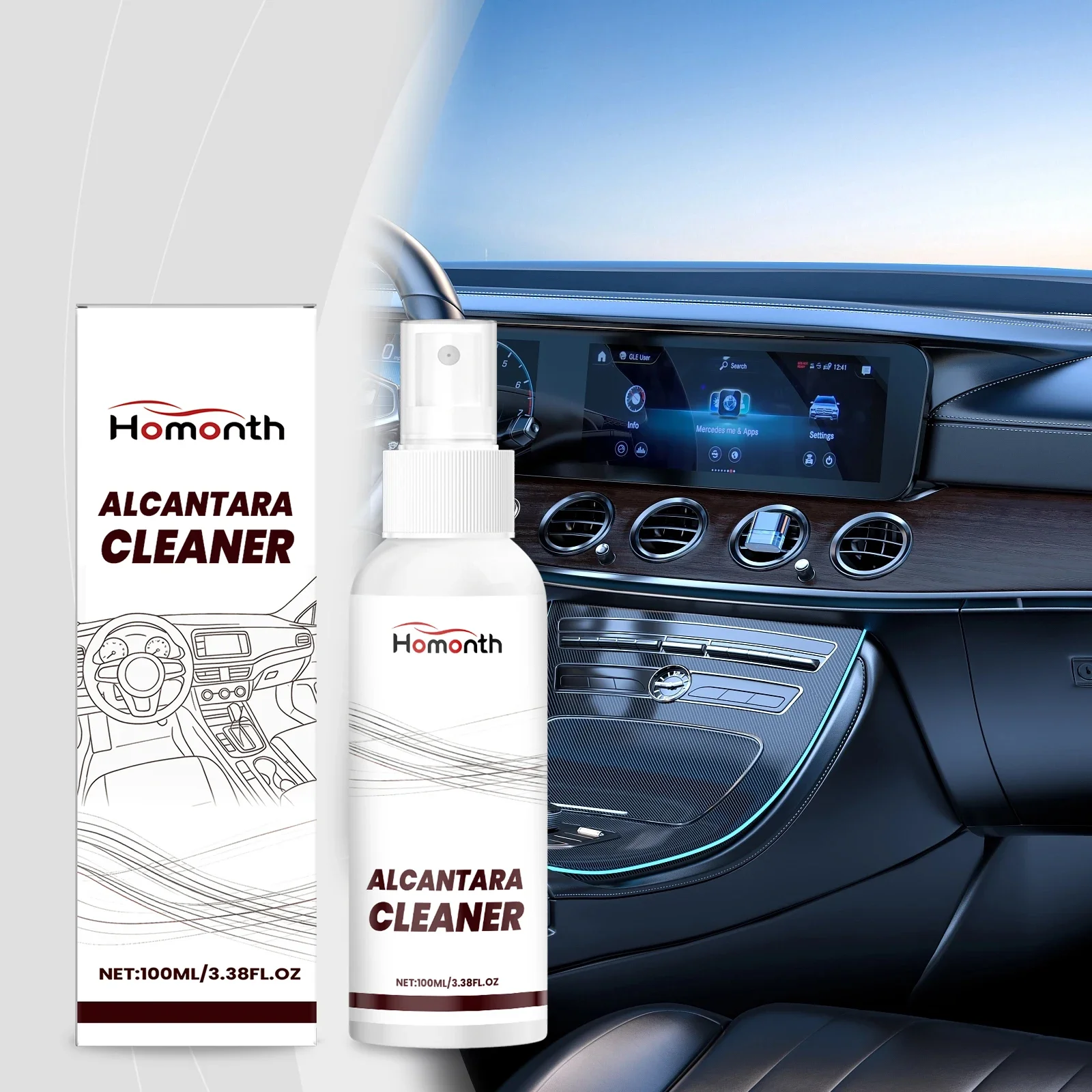 

Спрей для чистки салона автомобиля - Глубокая очистка кожи и алькантары - 100 мл, бережный уход для салонов авто