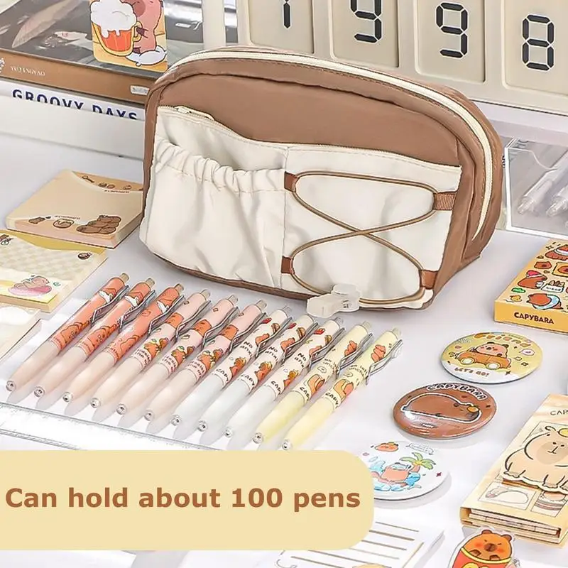 Capybara Stationery Bag Big Capacity Pencil Organizer Cute Marker Pen Case Makeup Pouch Pencil Bag For Kids Teens Students