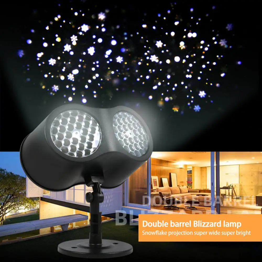 Double Tube LED Snowflake Projector Lights Christmas Projection Waterproof Outdoor Lamp Snow Spotlight For Holiday Party