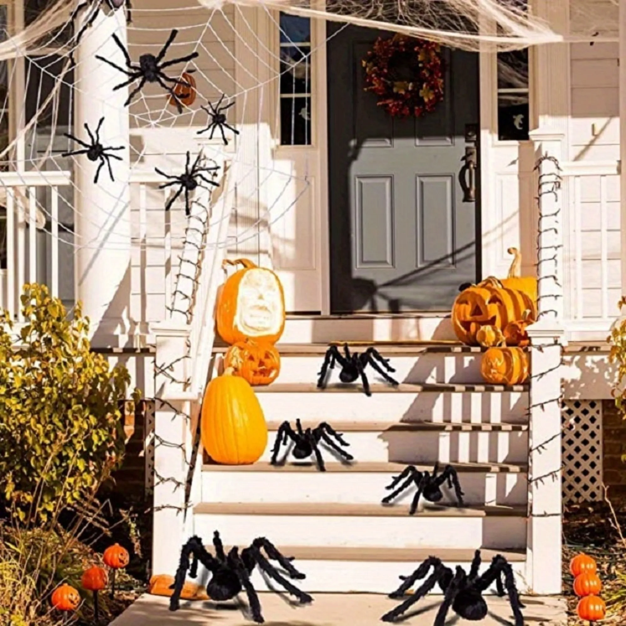 2PCS 75cm Black Spider Halloween Decoration Haunted House Prop Indoor Outdoor