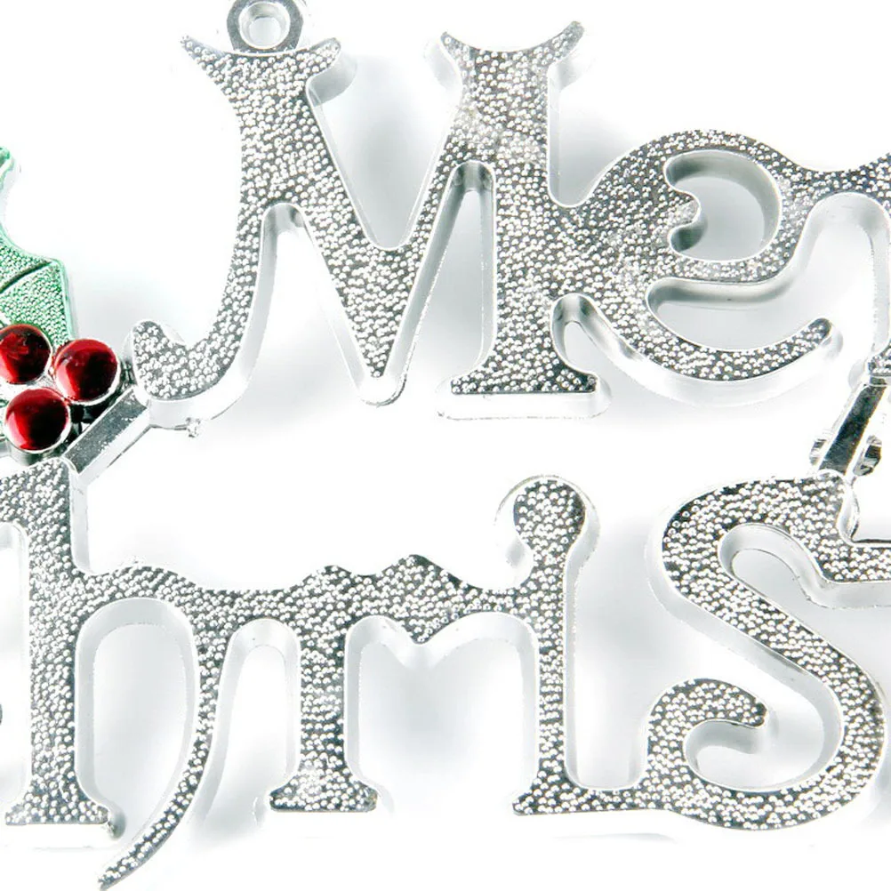 

Merry Christmas Door Sign Silver Plastic Holiday Decoration Reusable Christmas Door Hanging Ornament Outdoor Decor