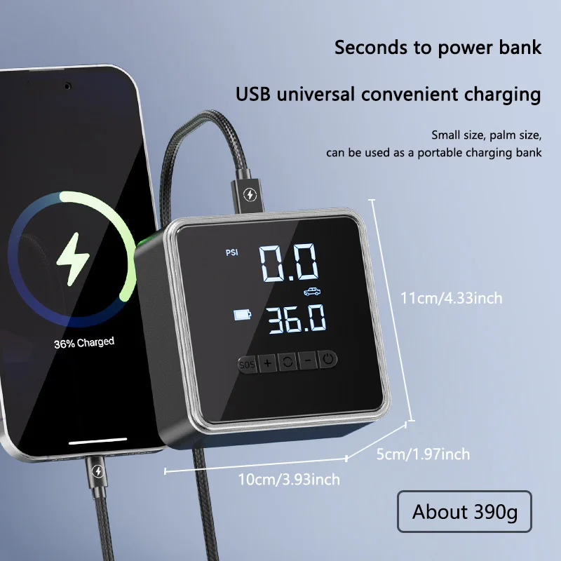Portable Mini Car Inflation Pump Smart Digital Display Power bank Multi-purpose Air Compressor for Cars Motorcycle