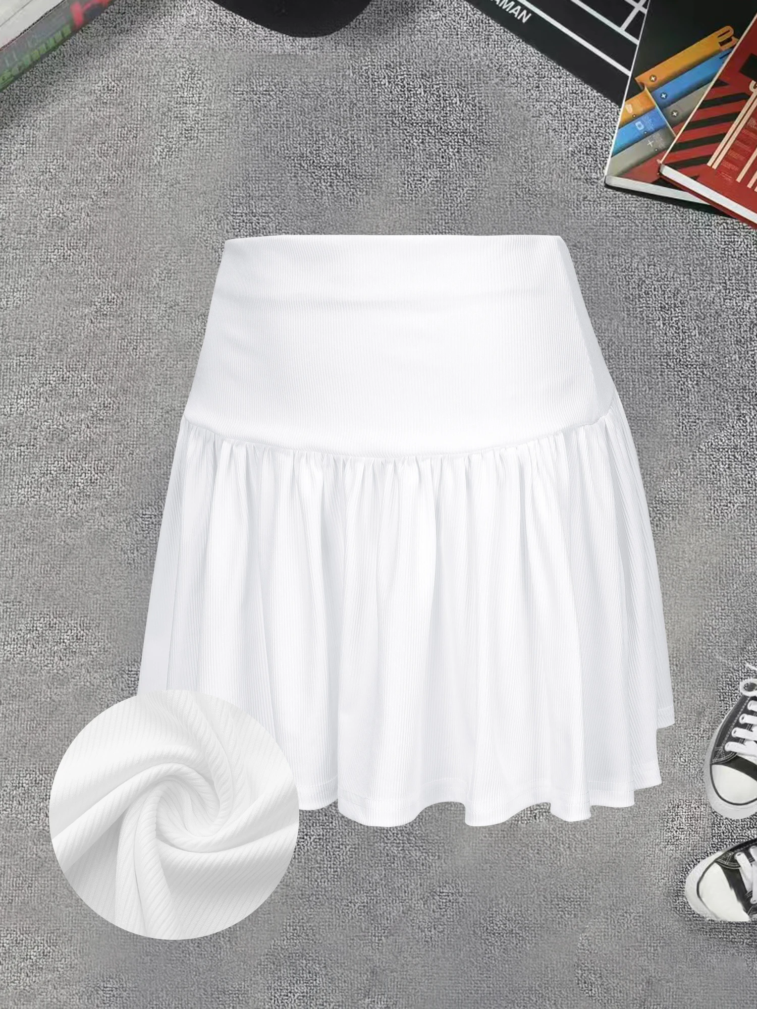 Eleganter, hochtaillierter, einfarbiger Strick-Minirock, dehnbar, lässig, vielseitig, für Arbeit, Pendeln und Alltag geeignet, kurzer Rock. – Detail 18