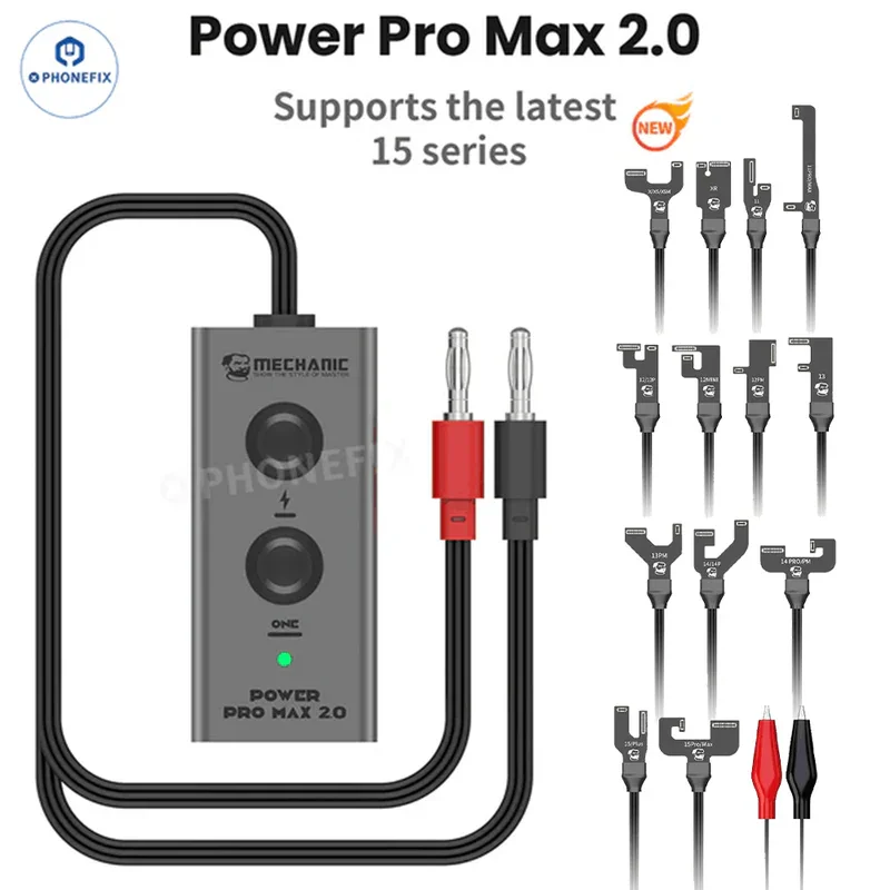 MECHANIC Power Pro Max Power Supply Test Tool with 15pcs FPC Flex One-button Power Cord Start Boot Line for iPhone X-15 PM