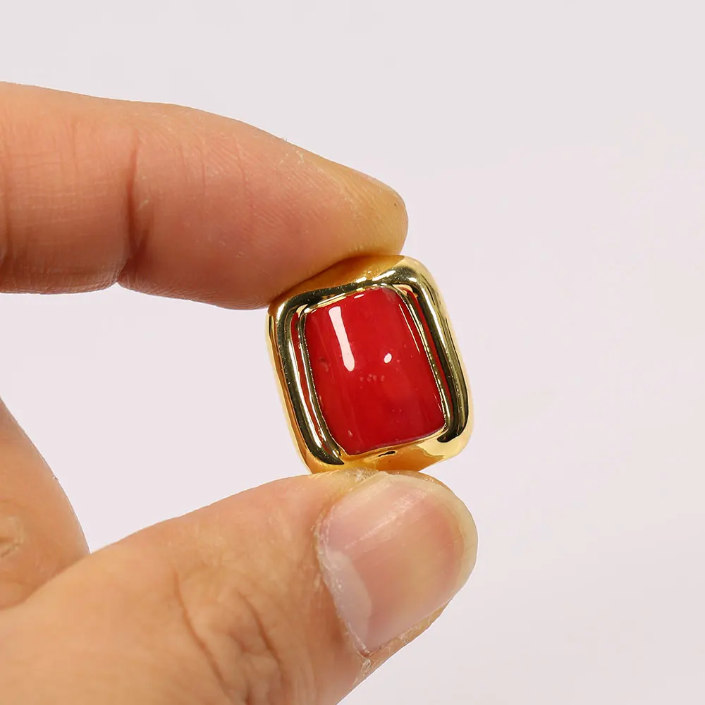 APDGG 10Pcs Gold Plated Red Coral Beads Gold Connector Loose Beads For Necklace Pendant Making Accessories DIY