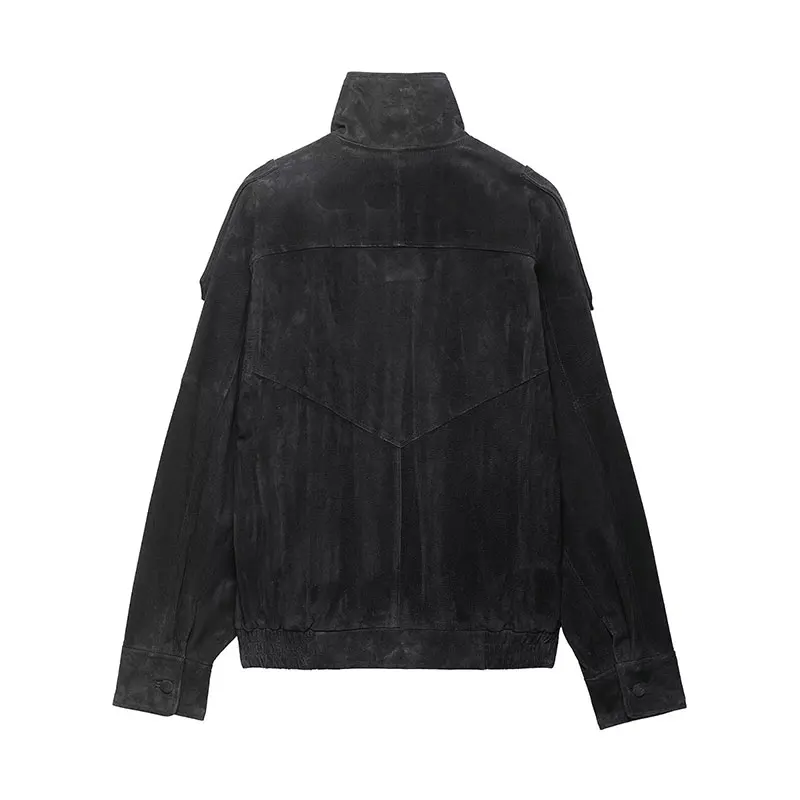 NLZGMSJ Casual Chic Suede Jackets Women Long Sleeve Buttons Zipper Oversized Coats Fashion 2026 Spring Streetwear Coats