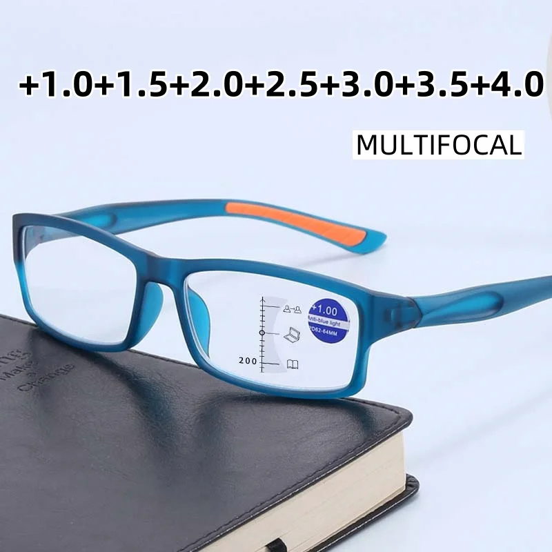 Fashion Sport Anti Blue Light Reading Glasses for Men Women High-definition Anti Slip Progressive Multifocal Presbyopia Eyewear