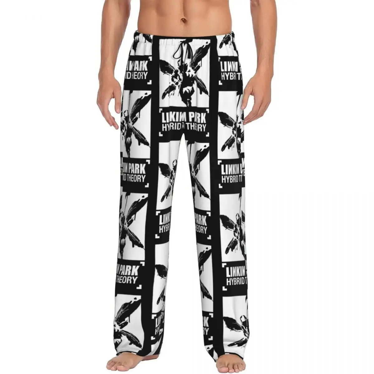 Custom Print L-Linkins Brand Parks White Square Man Pajama Pants Men Sleep Sleepwear Bottoms with Pockets