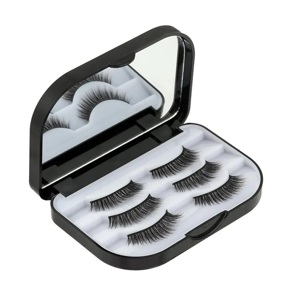 Empty False Eyelashes Storage Box With Makeup Mirror Waterproof 3 Pairs False Eyelash Box Plastic Lashes Container Box Travel