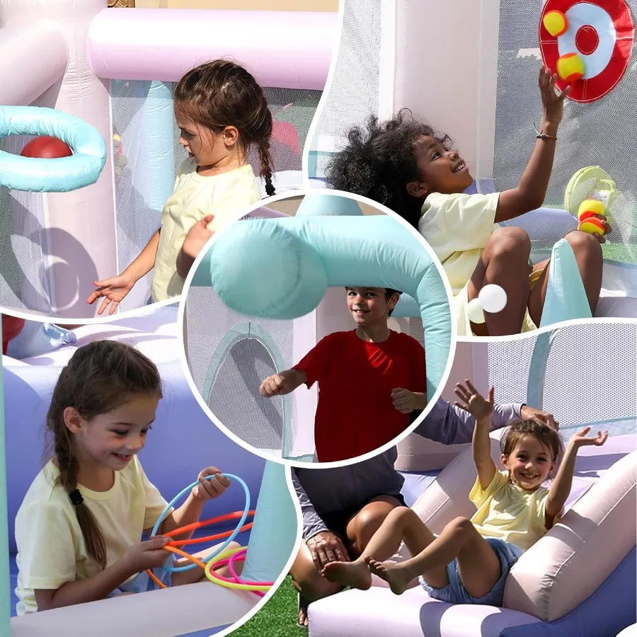 Casa de rebote inflable, castillo hinchable con soplador, aro de baloncesto, anillo de lanzamiento, juego de objetivo para fiesta, exterior y interior