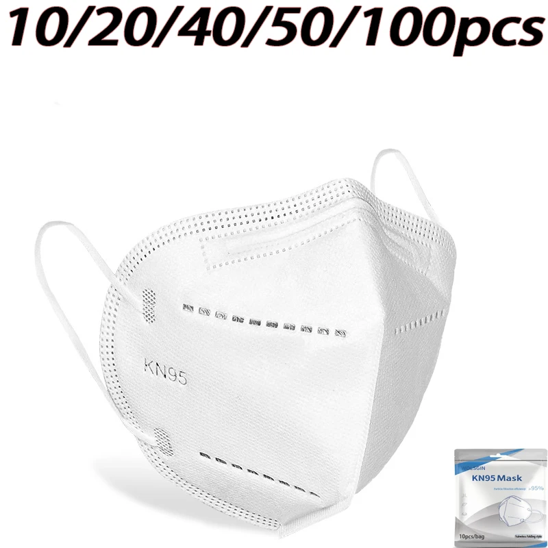 10/20/40/50/100pcs White KN95 Masks - Advanced 5-Layer Breathable Design, Dustproof, Daily Use, Travel Tools