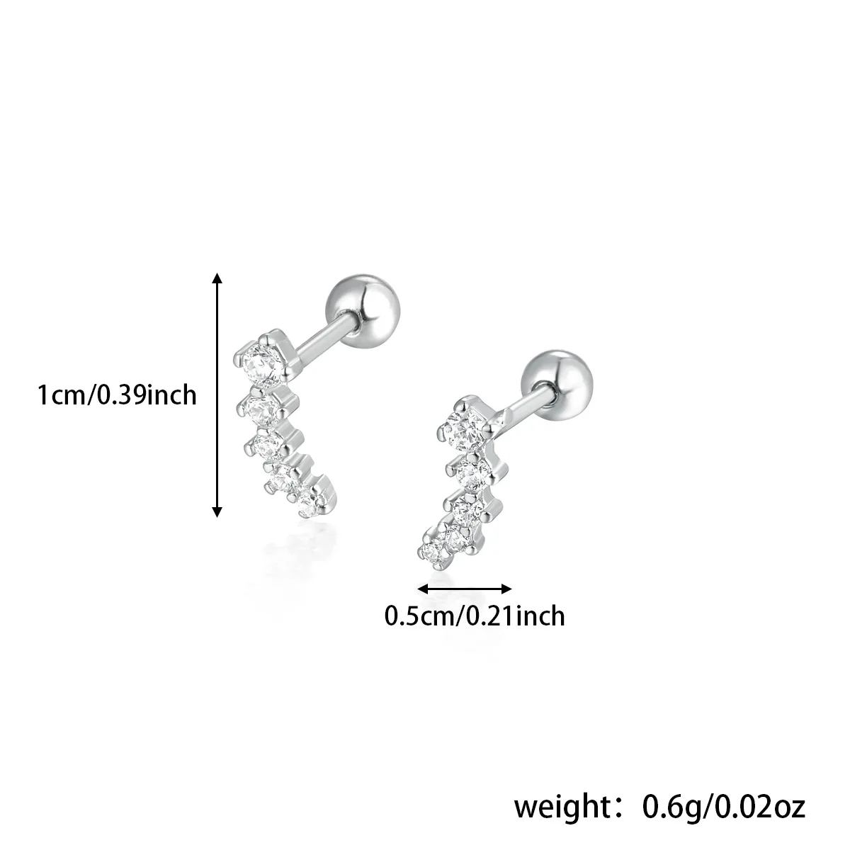 Baru anting-anting tindik spiral belakang sekrup untuk wanita warna perak bintang kubik zirkonia tulang rawan anting-anting perhiasan mode