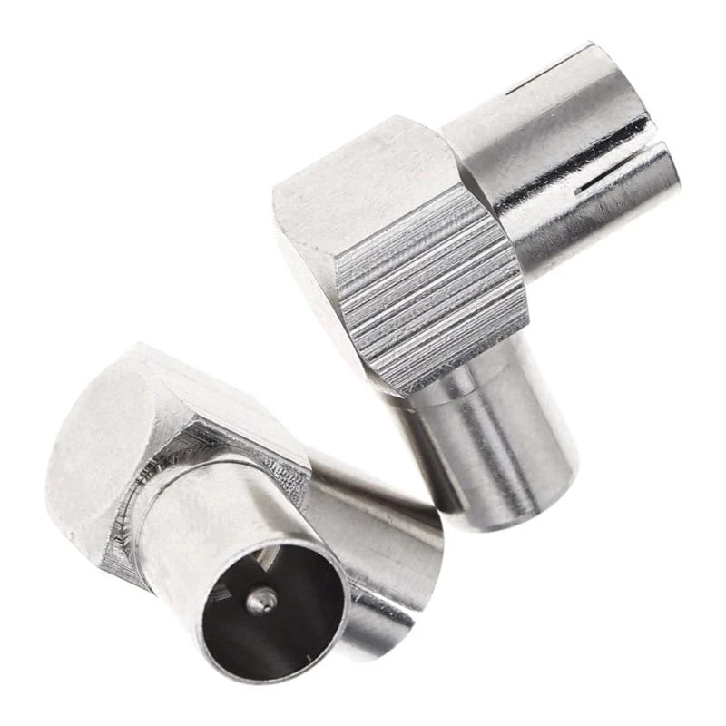 هوائي التلفزيون الجوي الزاوية اليمنى قابس مهايئ إلى المقبس F أنثى إلى قابس ذكر التلفزيون