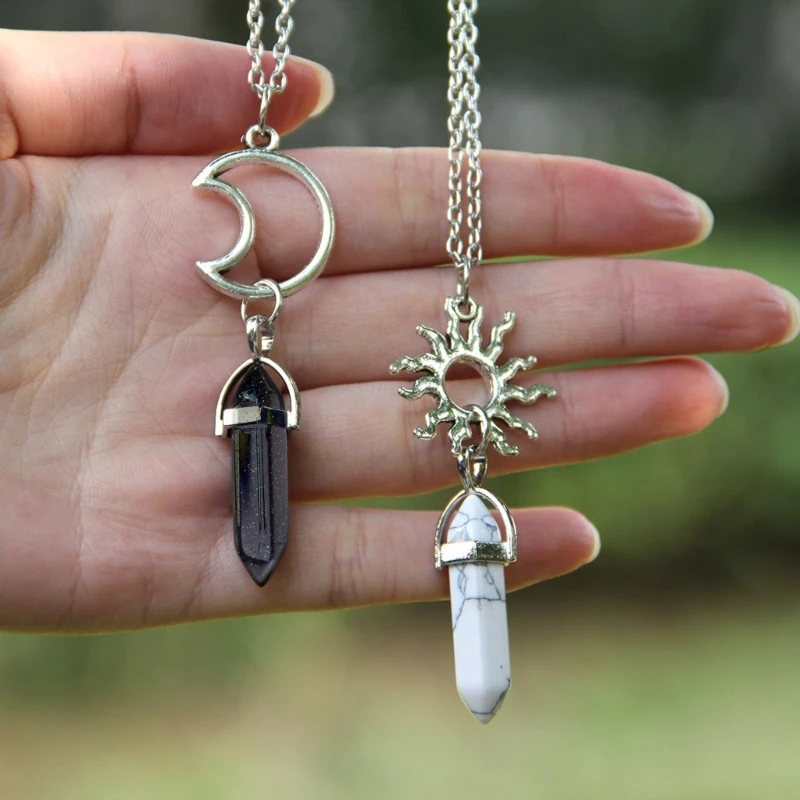 Hexagonal Column Crystal Couple Pendant Gift for Fiancee Girlfriend Wife Husband