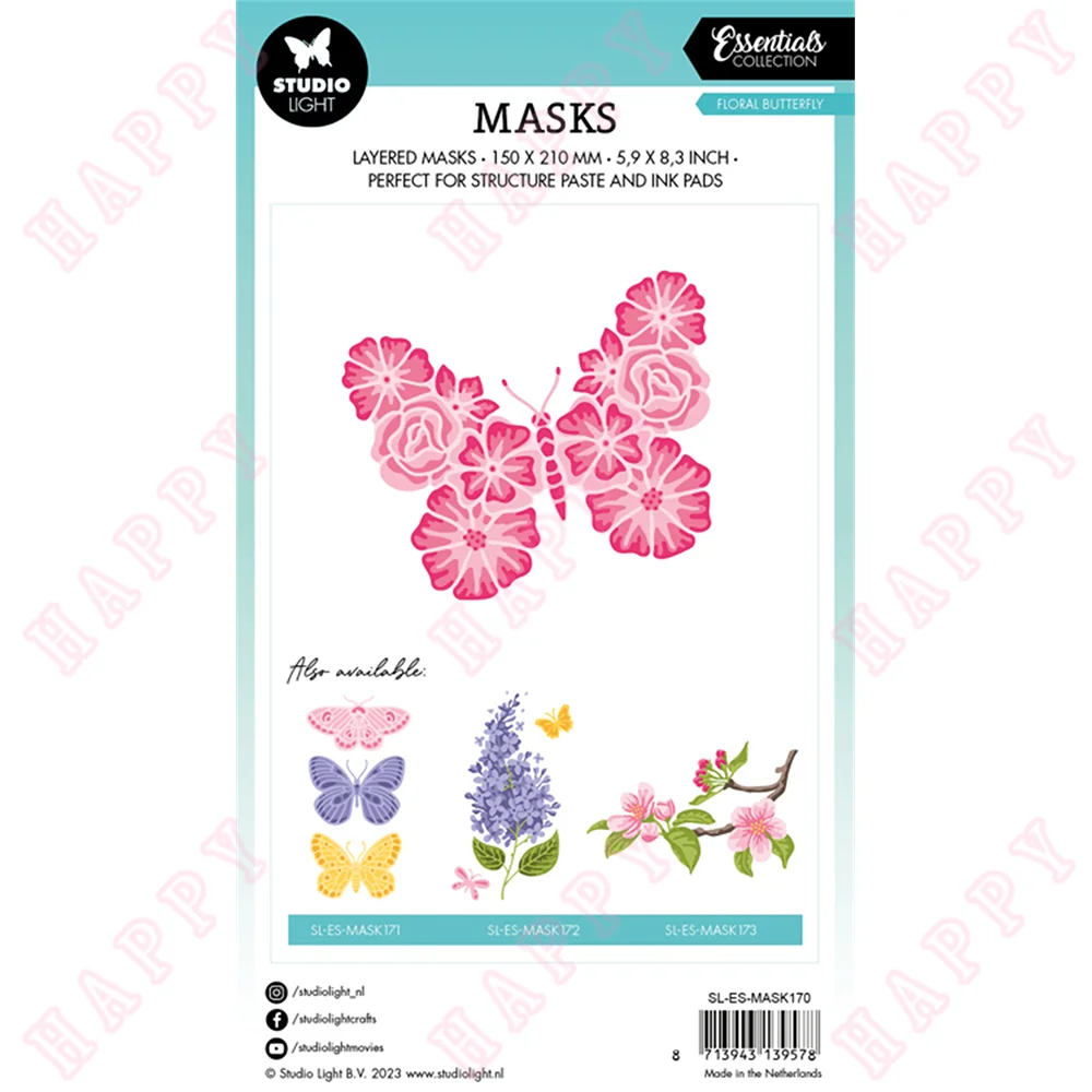 

2023 Plastic Stencils Floral Butterfly DIY Scrapbook Envelope Greeting Card Decorative Embossing Handcraft Paper Craft Template