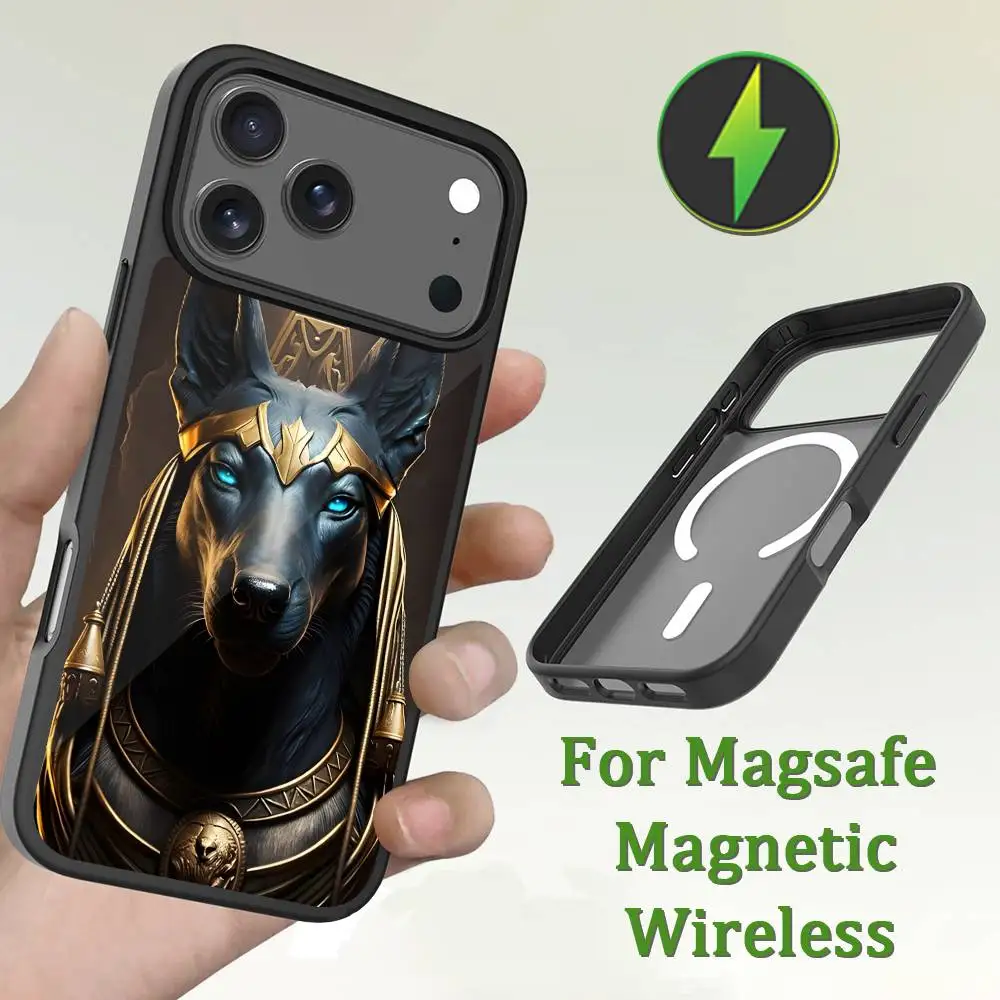 Anubis God Art Egyptian Phone Case For iPhone 13,12,11,16,15,17,14,Pro,Max,Plus,Mini,Magsafe,Magnetic Wireless Charging