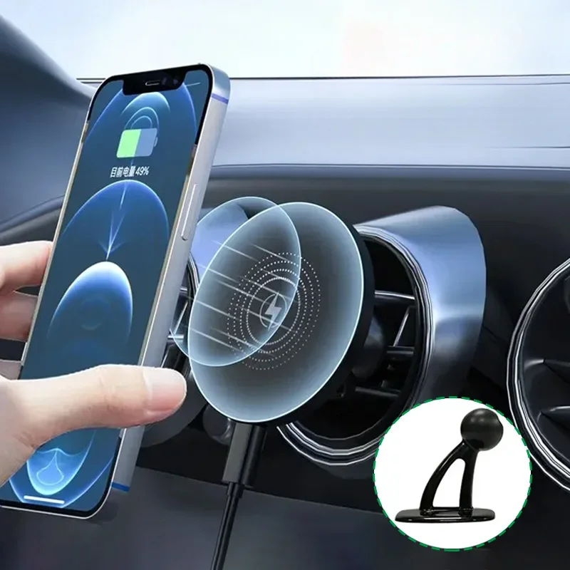 15W Magnetic Car Wireless Charger Magnet Fast Charging Station Car Phone Holder Mount for iPhone 15 14 13 12 Pro Max Min Macsafe