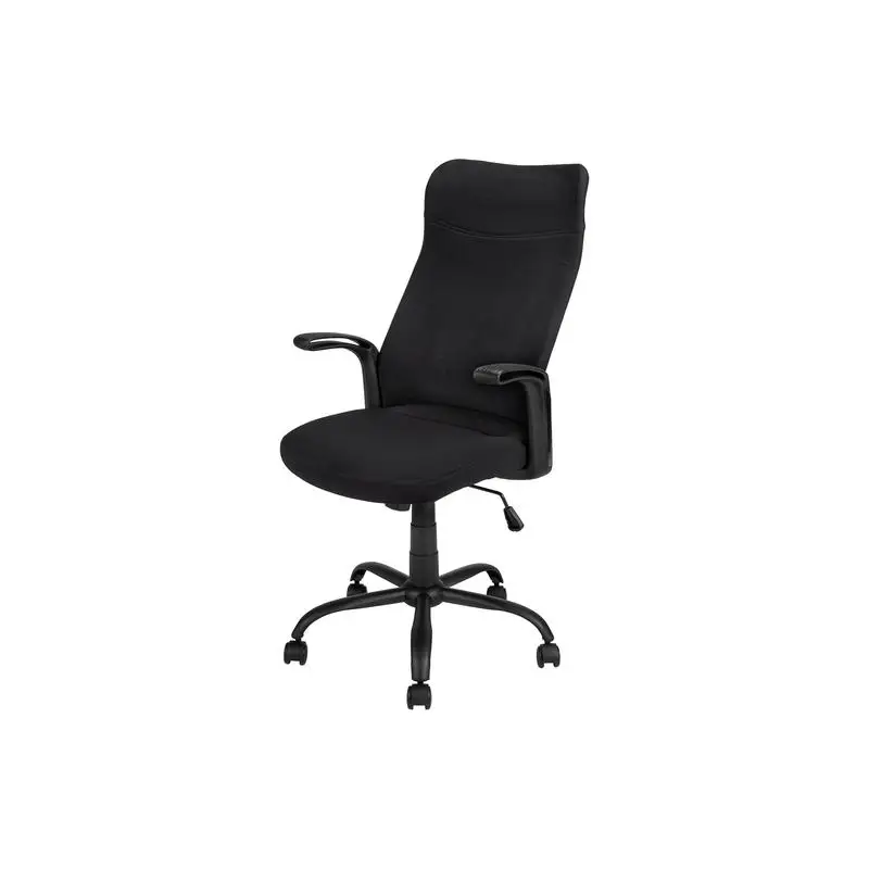 Ergonomic Adjustable Height Office Chair with Swivel Armrests - Modern Black Mesh and Metal Design for Computer Desk and