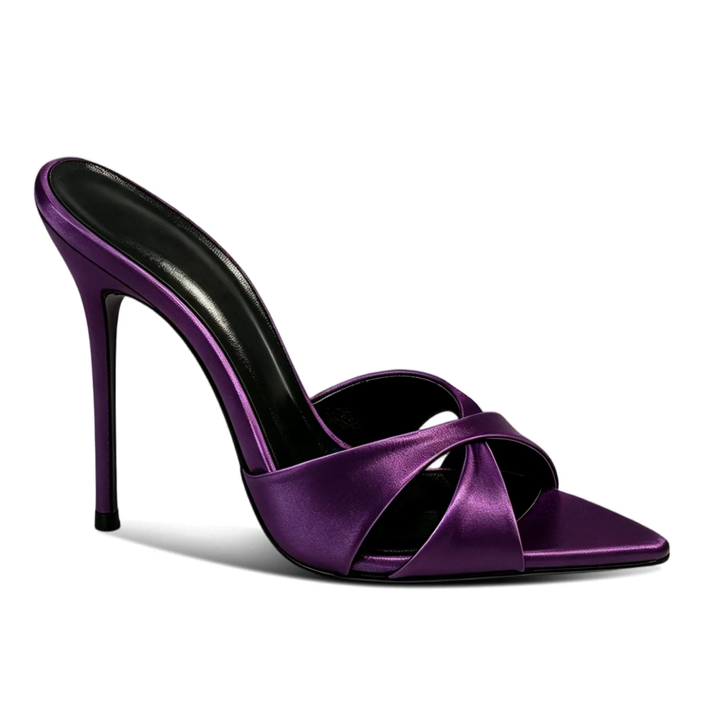 Champagne colored new pointed satin high-heeled shoes for women, slim heeled sandals, fashionable outerwear slippers view 3