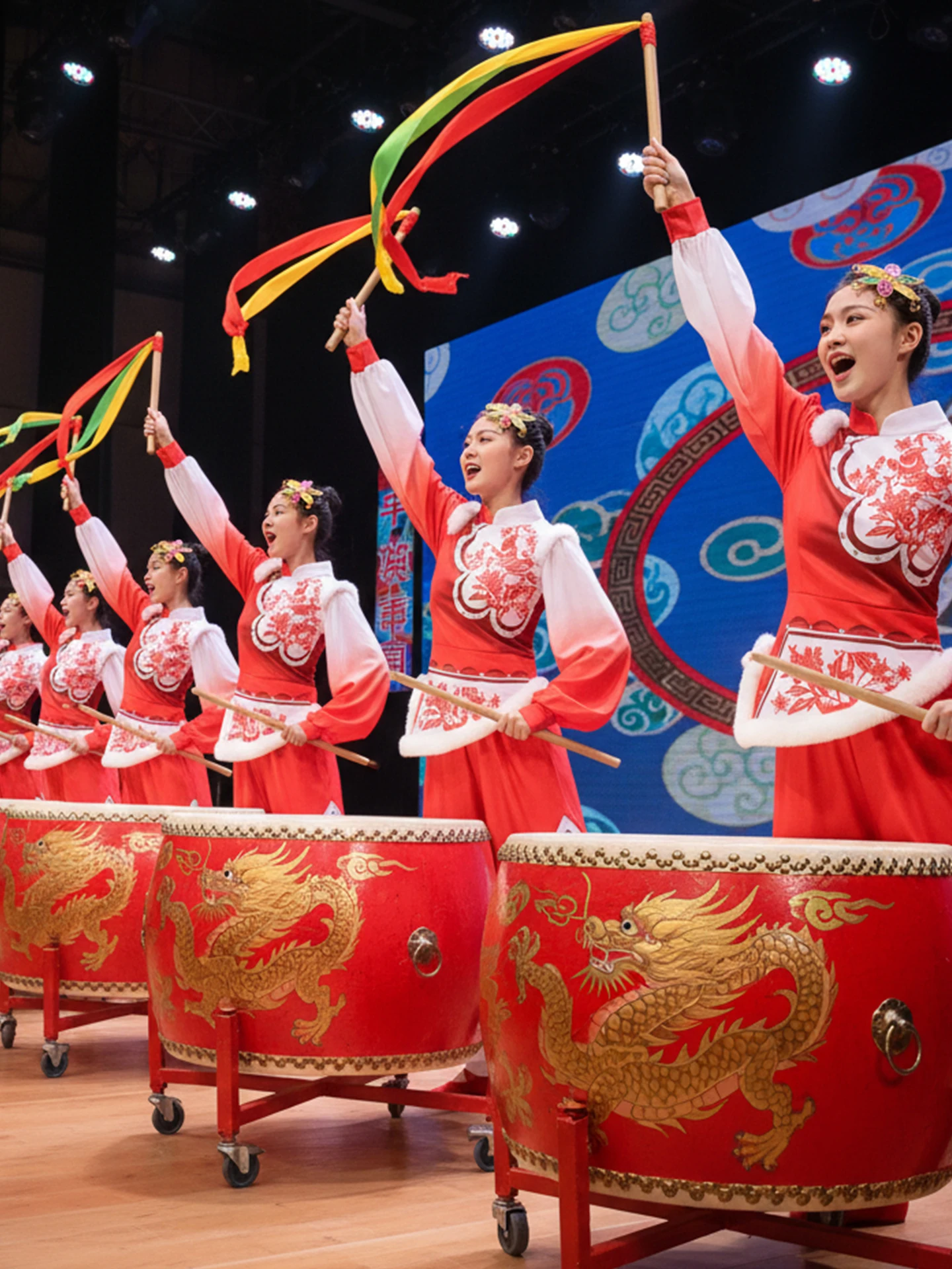 

2026 New Northeast Jiaozhou Yangge Drum Performance Costume Men Women Celebration Dragon Dance Opening Drumming Adult Winter
