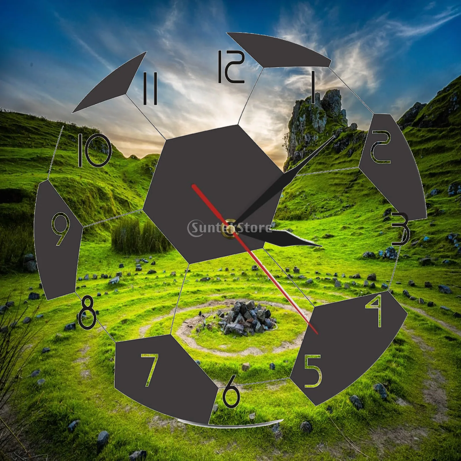 Contemporary Wall Clock Luxury Soccer Event Silent Sweep Mechanism Decorative Round Clock for Interior Wall Decor