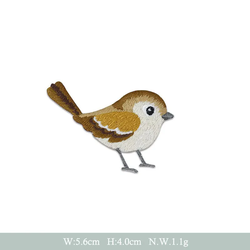 1 Piece Stick on Embroidery Stickers Cartoon Blue Green Bird Cute Animal Small Size Patch Back Adhesive
