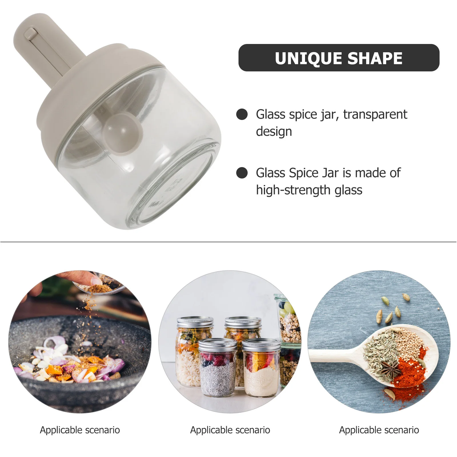 

Glass Spice Jar High Temperature Resistant Clear Seasoning Container For Salt Sugar Pepper Storage Kitchen Condiment Jar