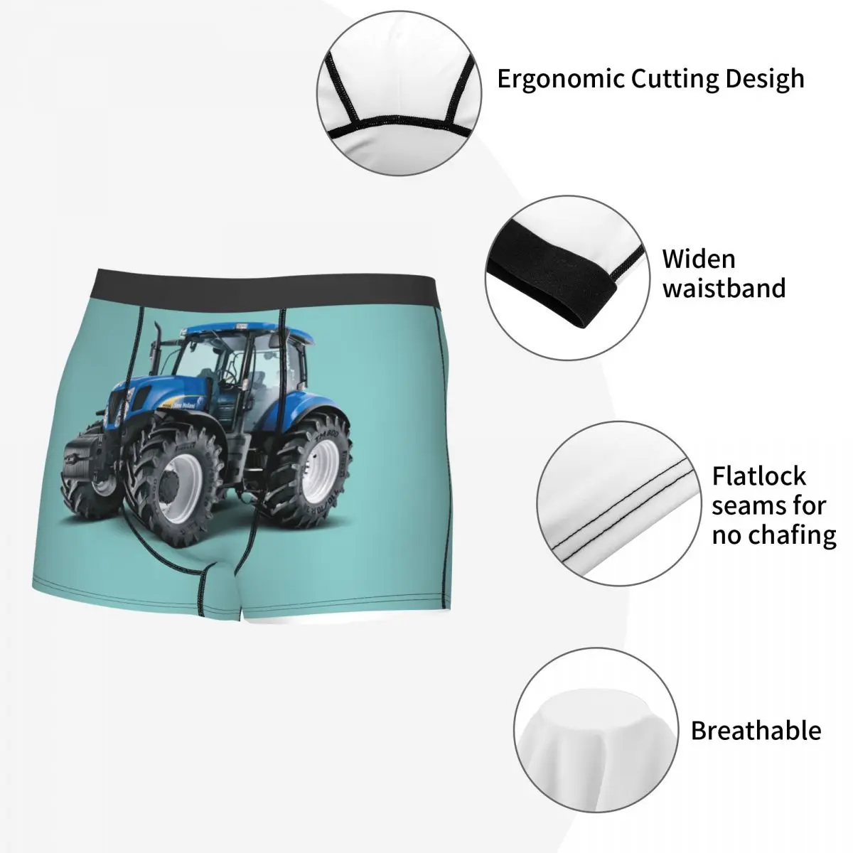 Custom Sexy Male Fashion Tractor Underwear Boxer Briefs Breathable Shorts Panties Underpants