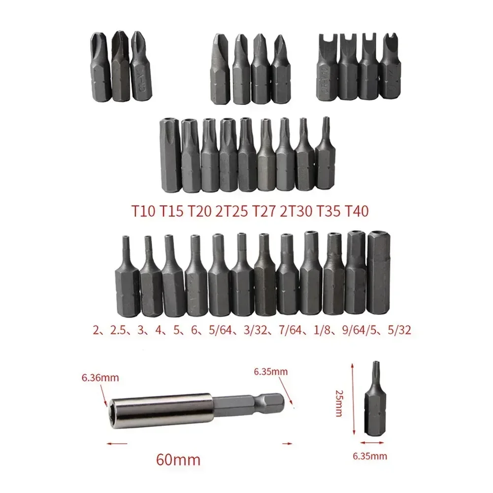 Imagem -05 - Extensão Magnética Bit Titular Chave de Fenda Conjunto de Bits de Liberação Rápida Titular para Chave de Fenda Elétrica Oco Cabeça Sólida 33pc