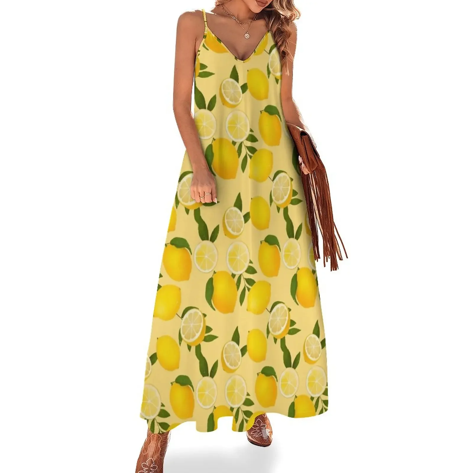 

Lemon-Lemon Sleeveless Dress Women's summer dresses long dress women summer Women's skirt Women's evening dress