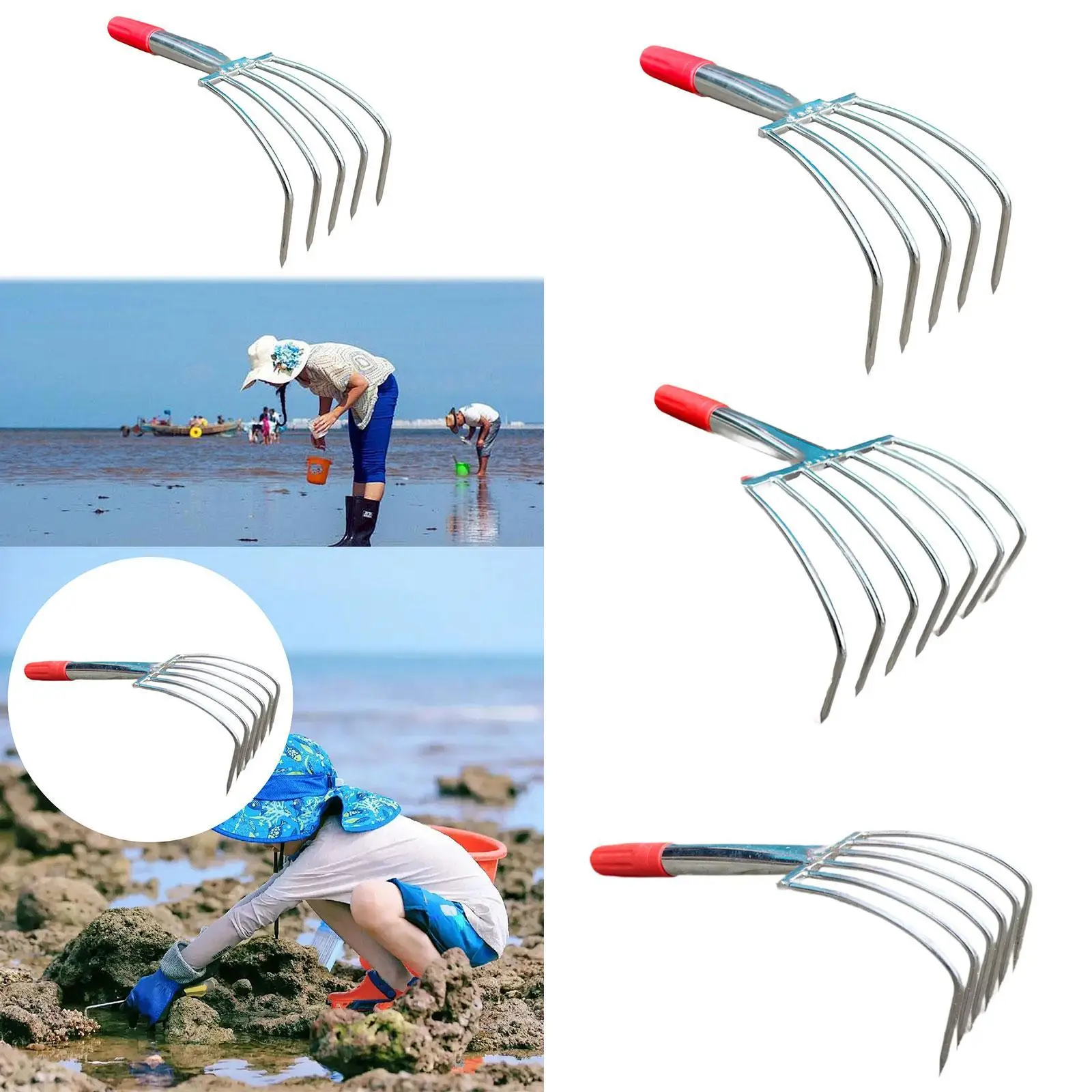 

Hand Rake Lightweight Clamming Rake Digging Flower Leaf Rake Turning Loosening Soil Tiller for Garden Yard Work Patio Seaside