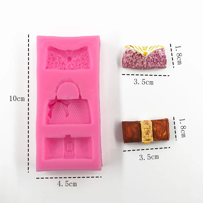 Small Makeup Theme Silicone Mold Handbag Purses Bag High Heel Shoe Lipstick Perfume Lip Fondant Mould Cupcake Topper Valentine