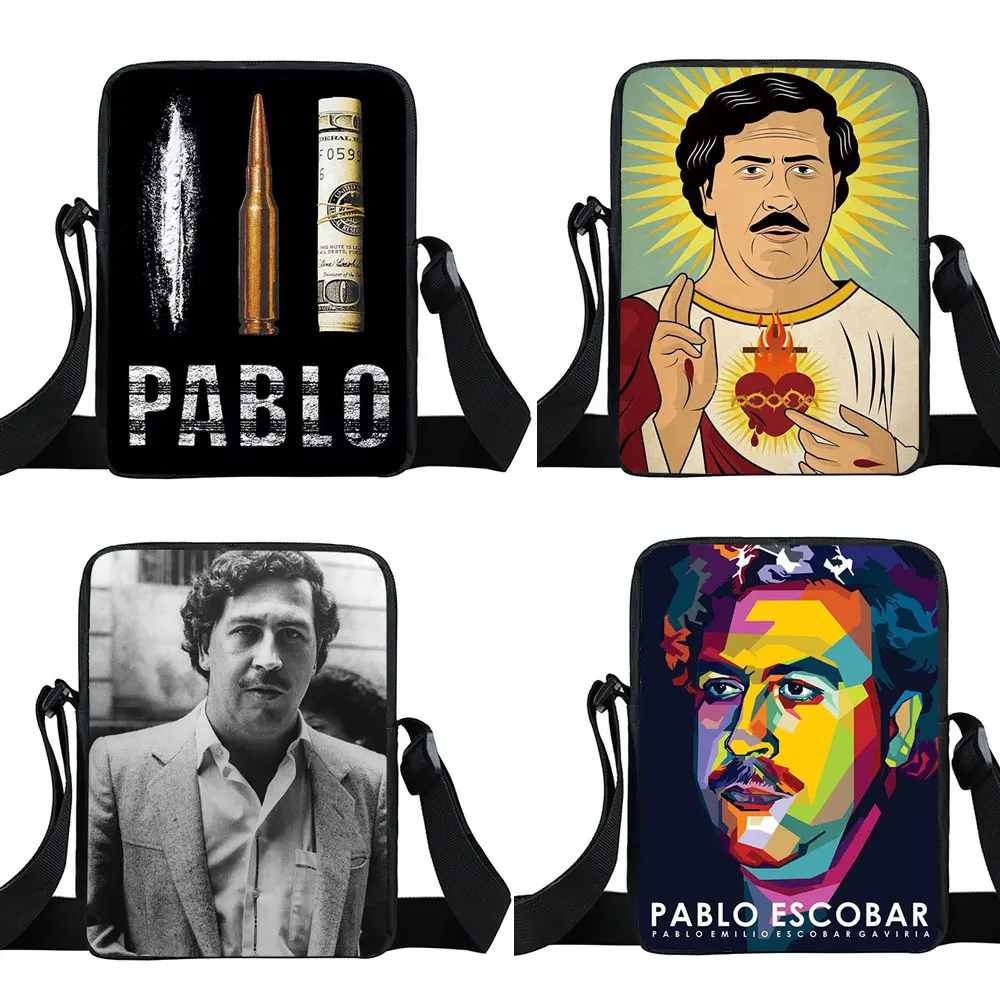 Pablo Emilio Escobar Gaviria Messenger Bag Women Handbag Phone Holder Hip Hop Crossbody Bag for Travel Canvas Shoulder Book Bags