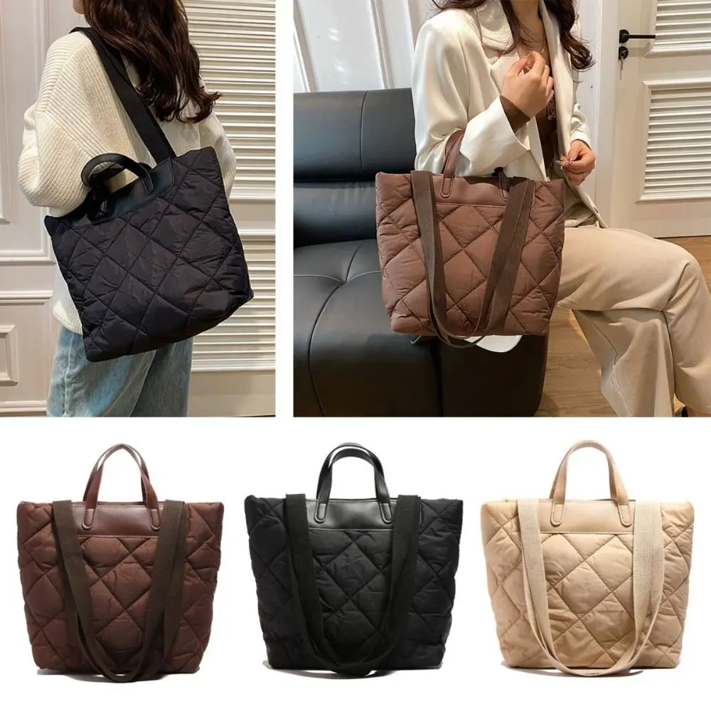 

Travel Essentials Quilted Quilted Tote Bag Zipper Large Capacity Puffer Tote Bags Underarm Bag for Women