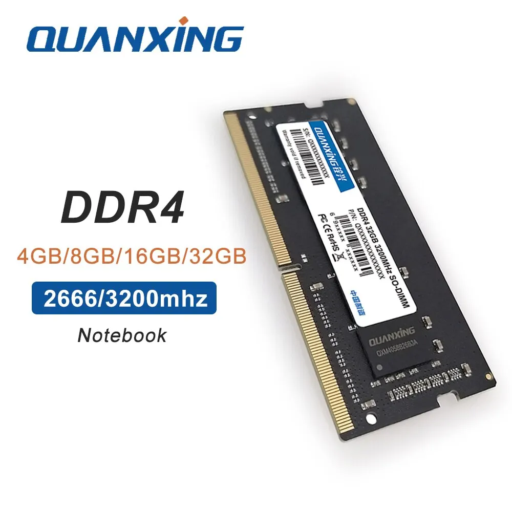 QUANXING Memoria Ram DDR4 4GB 8GB 16GB 32GB 2666mhz 3200mhz 260-pin DDR4 Sodimm Ram Notebook Memory for Laptop