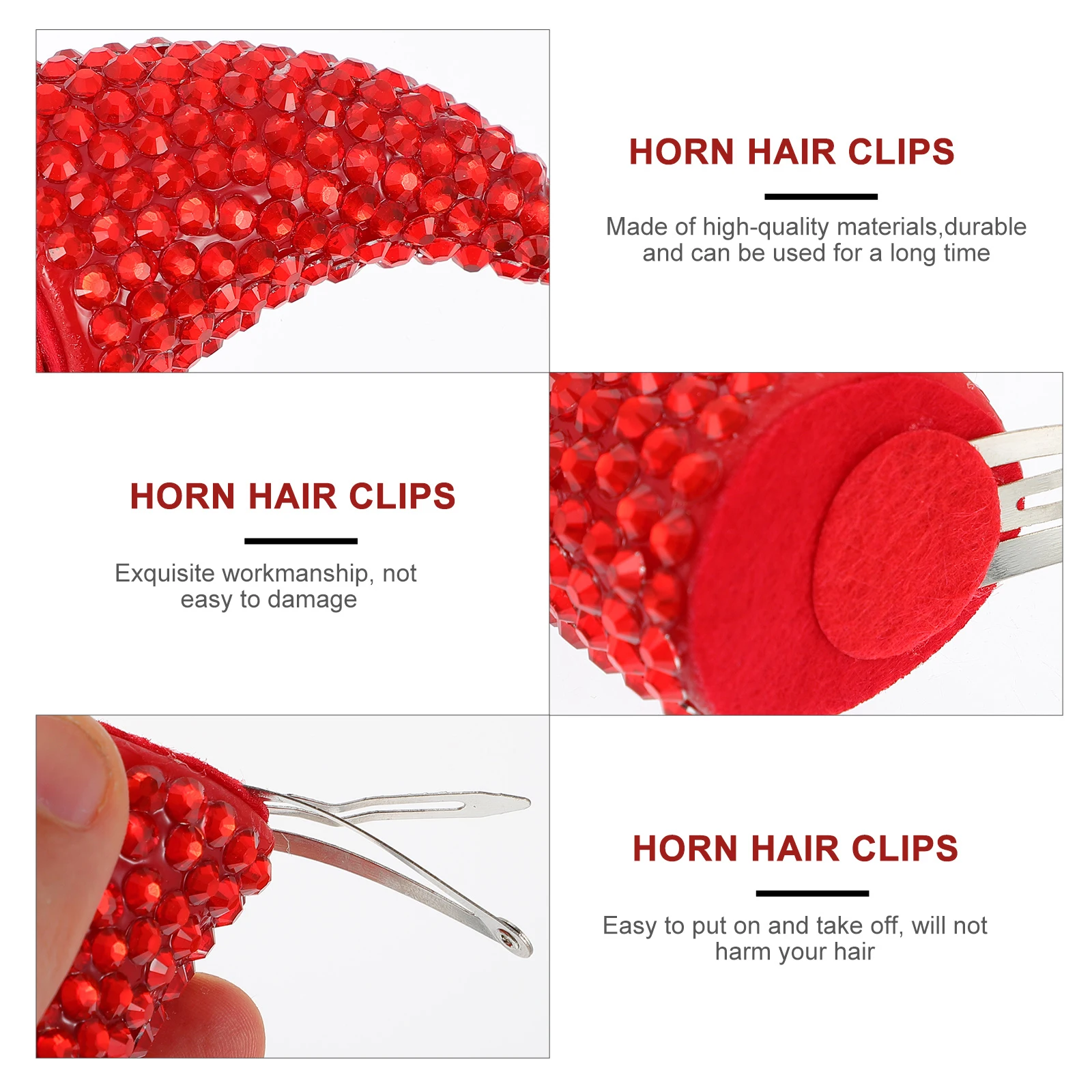 

4Pcs Halloween Horn Hair Clips Rhinestone Devil Costume Accessories Party Hairpin for Cosplay