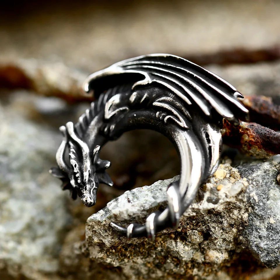 BEIER 2023 New Unique Design Sleeping Dragon Pendant Charm Gothic Animal Stainless Steel Jewelry High Quality Wholesale