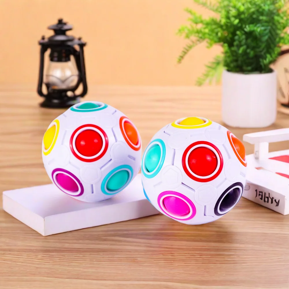 1Pc Creative Magic Rainbow Puzzle Ball Fidget Anti Stress Toys Student Adult Stress Relief Colors Matching Ball Fun Games Gifts