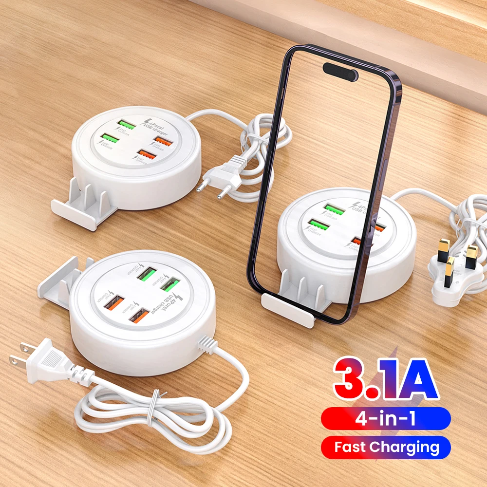 متعددة منافذ USB سطح المكتب قطاع الطاقة نوع C مقبس شحن سريع الاتحاد الأوروبي/الولايات المتحدة/المملكة المتحدة التوصيل شاحن الهاتف/حامل آيفون 17 16 سامسونج