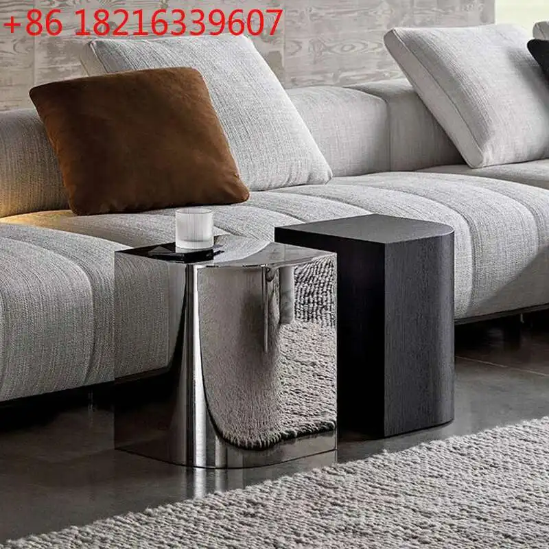 TAO italian design luxury modern side table silver stainless steel coffee table for living room furniture
