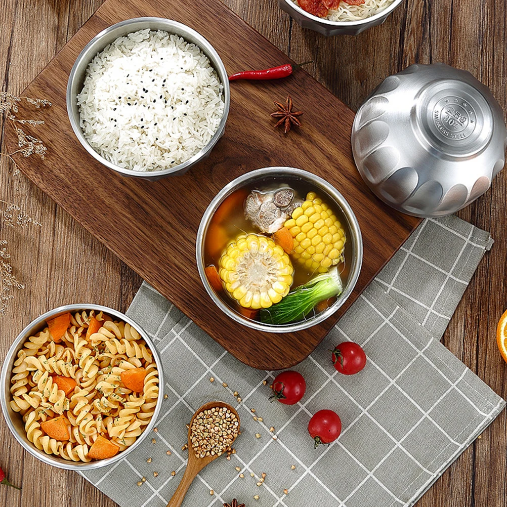 

Stainless Steel Bowl Double Layer Heat Insulation Food Serving Bowl 304 Stainless Steel Household Soup Noodle Bowl