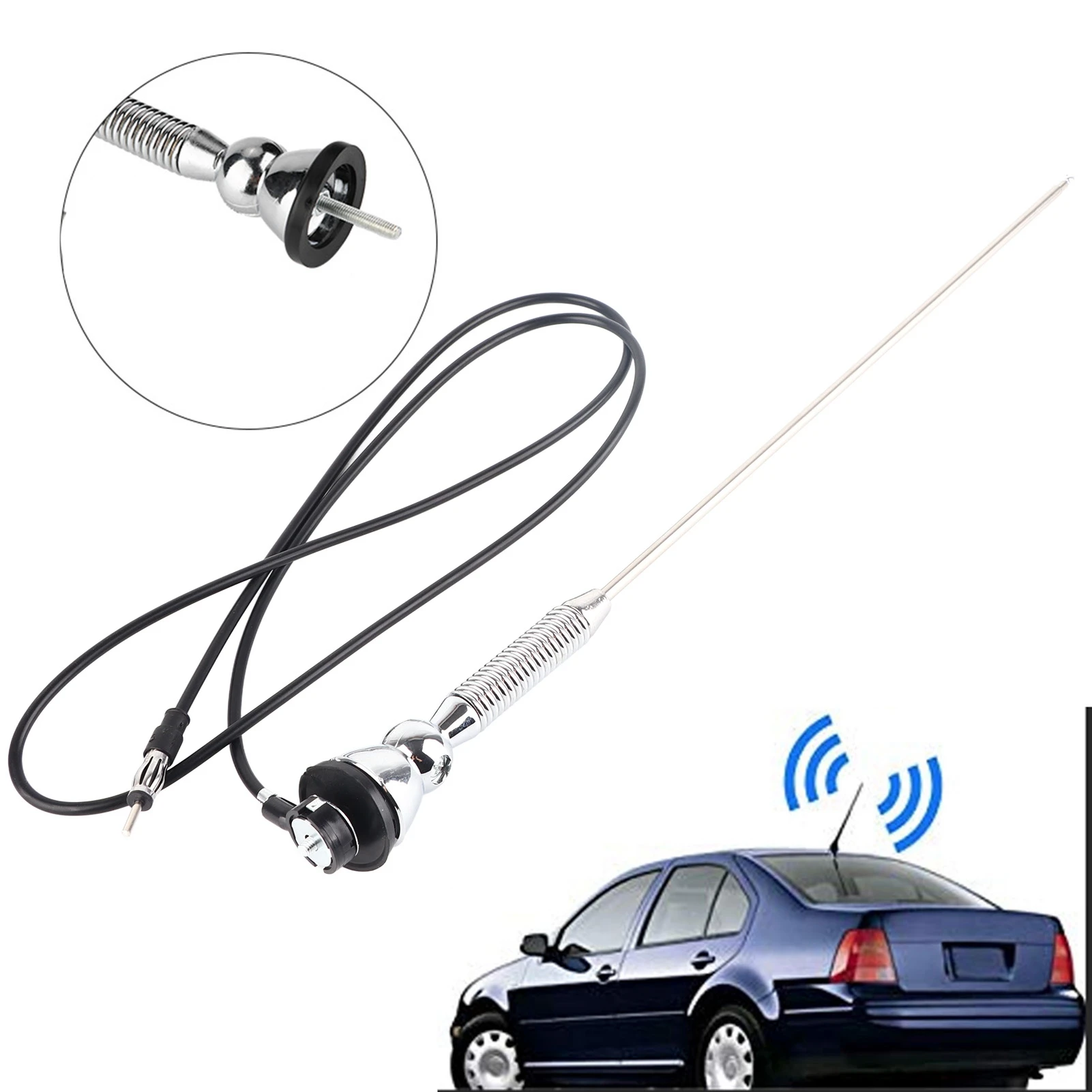 العالمي سقف السيارة جبل الصاري هوائي درابزين راديو AM/FM إشارة الجوي تضخيم هوائي الربيع لينة قضيب 180 ° دوار #6