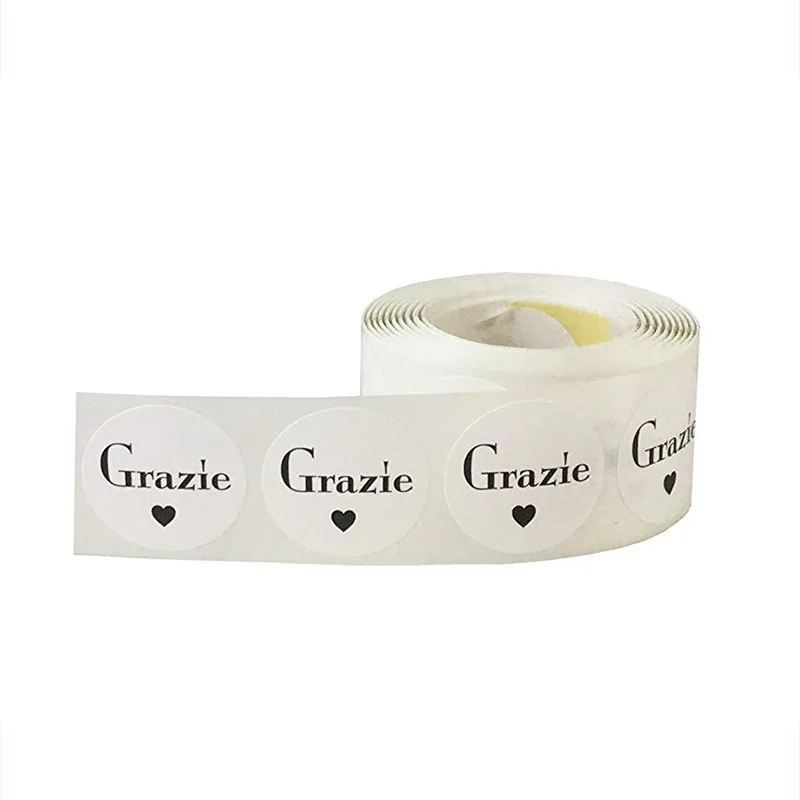 Grazie italiano Grazie adesivi per etichette Kraft naturali per etichette con sigillo e adesivi per pacchetti adesivo per cancelleria scrapbooking