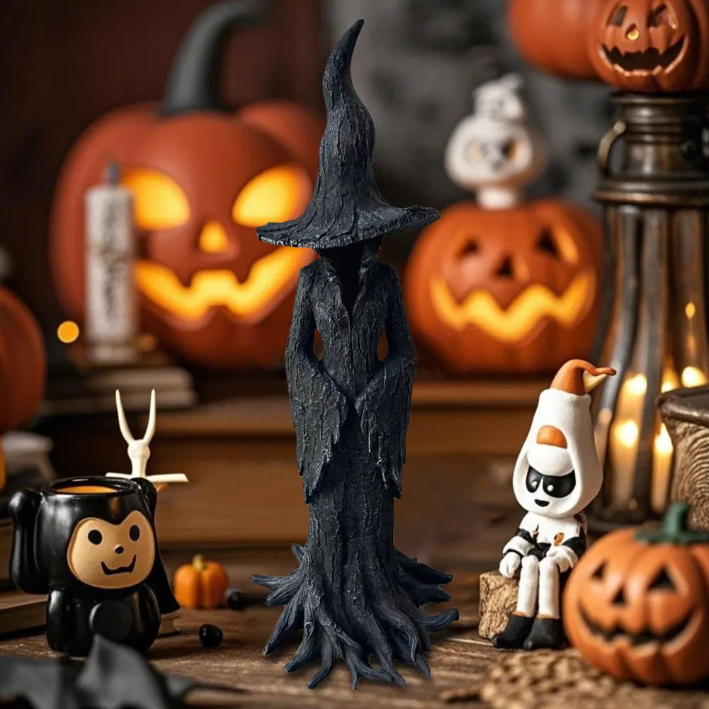 Gothic Witch Statue Halloween Cracker Barrel Witch Sculpture Retro Magician Dark Goddess Hecate Altar Figurine Desktop Ornament