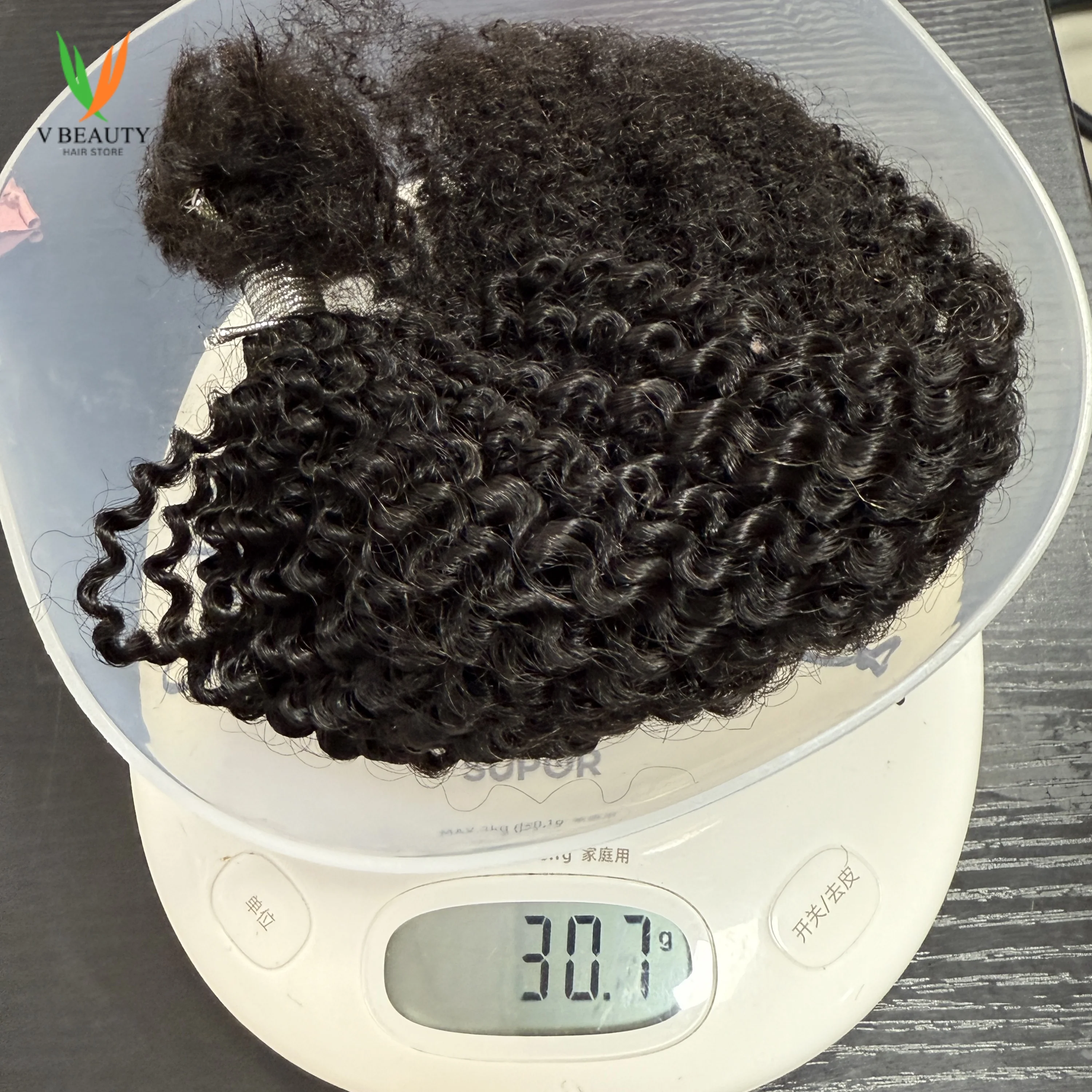 Vbeauty Afro Twist Soft Human Hair Braiding Extention 30g/pack Afro Kinky Curly Bulk Human Hair 4C Short Natural Black Color