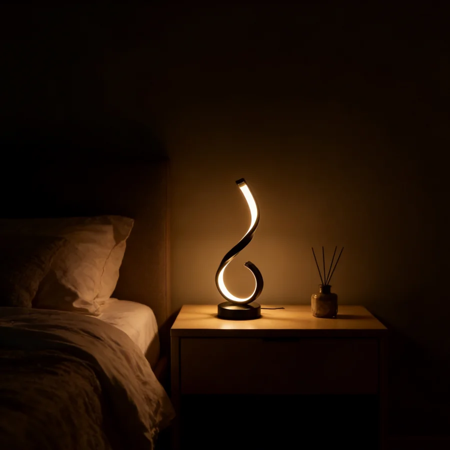 Candeeiro de mesa LED elegante com nota musical de 1 unidade - brilho quente regulável para quarto e sala de estar