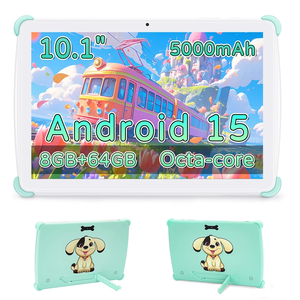 Paitanry Kids Tablet 10 Inch Android 15 Octa Core 8GB RAM 64GB ROM 5000mAh 1280x800 HD IPS WiFI Toddler Children EVA Tablet Gift