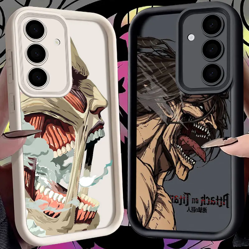 S24FE Phone Case For Samsung Galaxy S24 S23 S21 S20 Fe S25 Ultra S22 Plus Back Cover Attack On Titan Anime Allen Mikasa Ackerman 