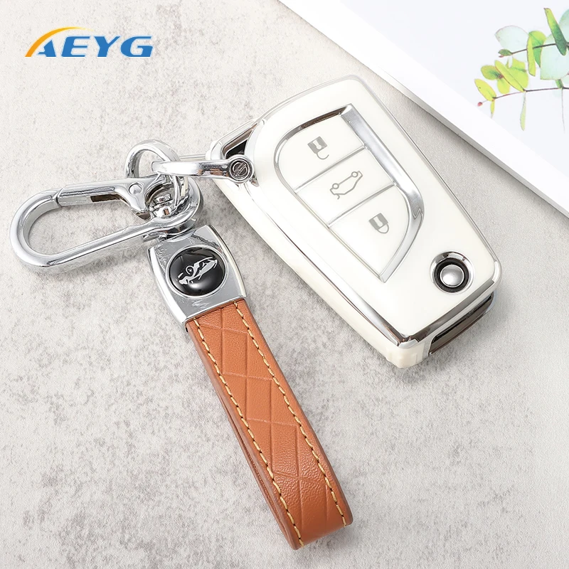 Key Case For Toyota Camry Levin Corolla Reiz Highlander TOY48 Blade Protection Key Shell Keychain Housing Holder Car Accessories
